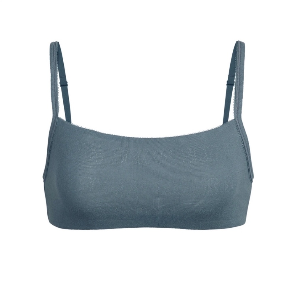 SKIMS logo pointelle bralette in slate XXS